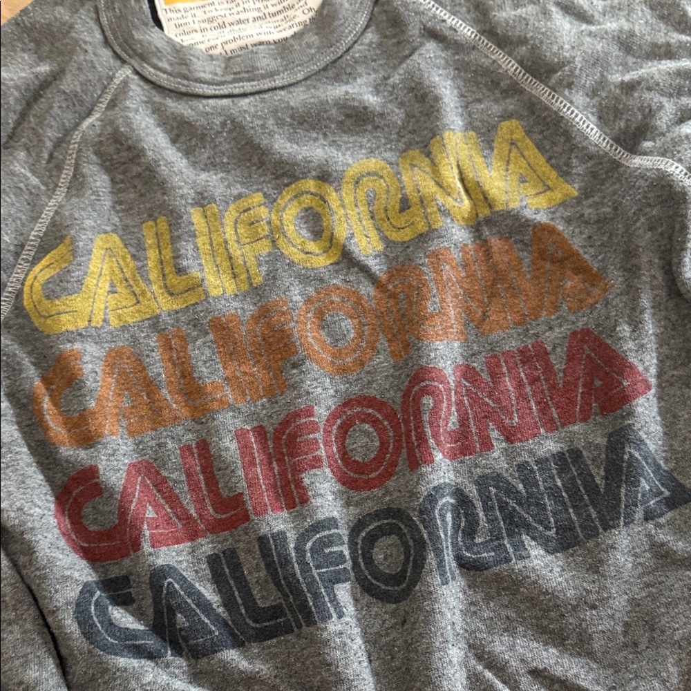Aviator Nation Gray Crewneck Sweatshirt with Multicolor 'California' Graphic - Picture 3 of 3